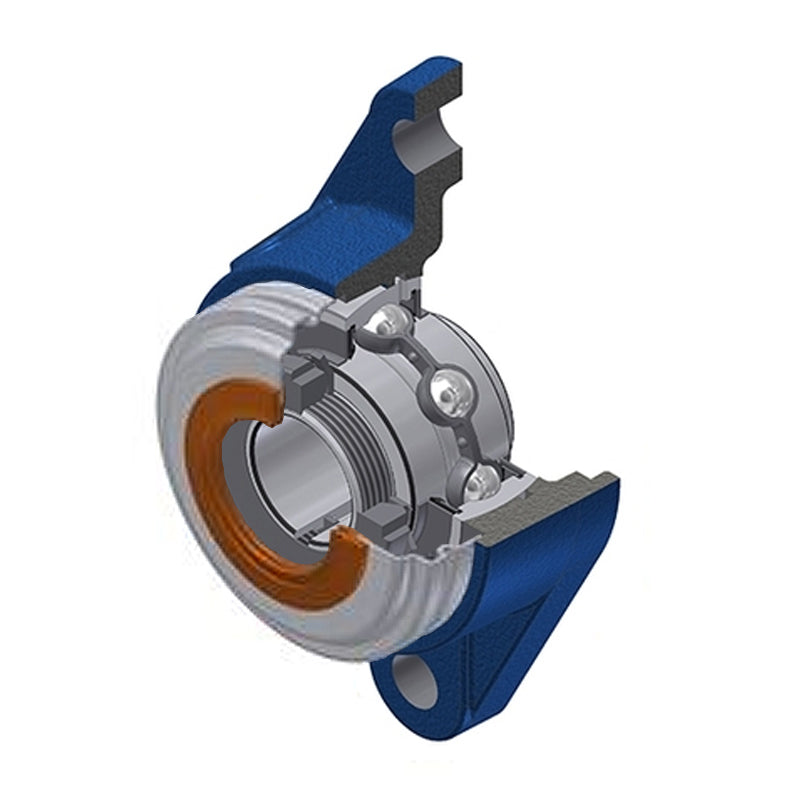 SNR UKFLE213HCC Metric Two Bolt Cast Iron Oval Housing with Narrow Steel Plate Cover - Closed Version - Insert and Adaptor Sleeve Fits 60mm Shaft - Allow 2-3 Days