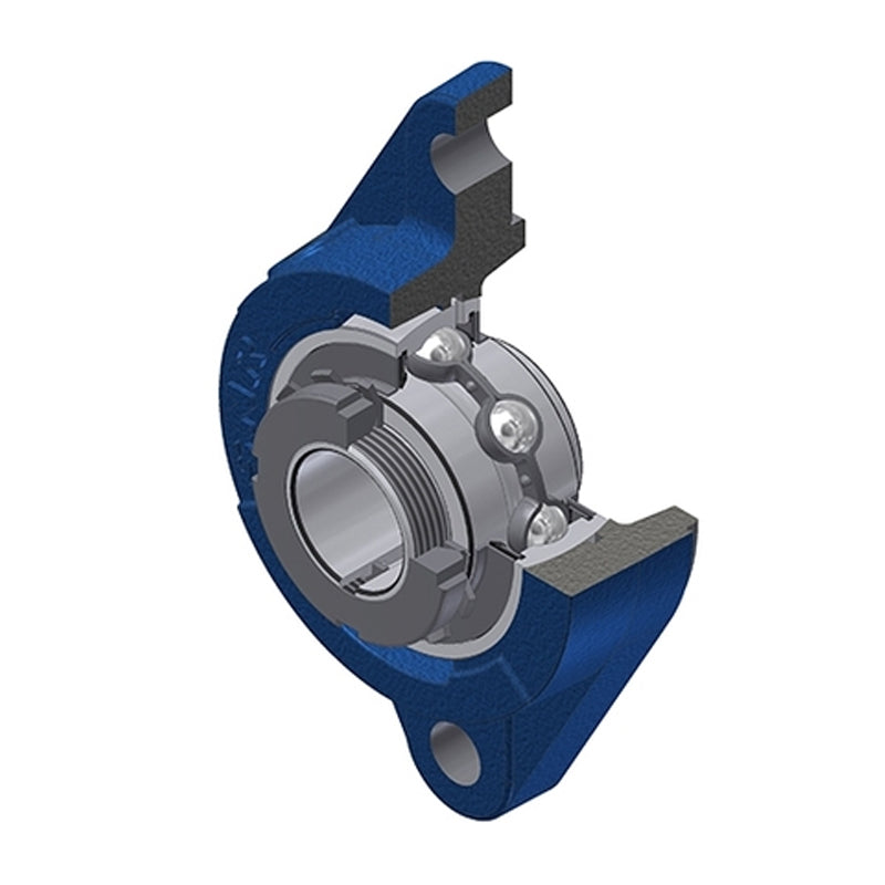 SNR UKFLZ210H Metric Two Bolt Cast Iron Oval Housing Insert and Adaptor Sleeve Fits 45mm Shaft - Allow 2-3 Days