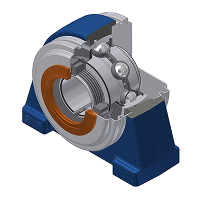 SNR UKPAE209HCC Threaded Base Small Footprint Metric Pillow / Plummer Block Housing with Narrow Steel Plate Cover - Closed Version - Insert and Adaptor Sleeve Fits 40mm Shaft - Allow 2-3 Days