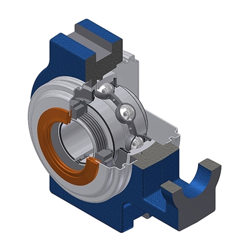 SNR UKT211HCC Metric Cast Iron Take Up Unit Insert with Narrow Steel Plate Cover and Adaptor Sleeve Fits 50mm Shaft - Closed Version - Allow 2-3 Days