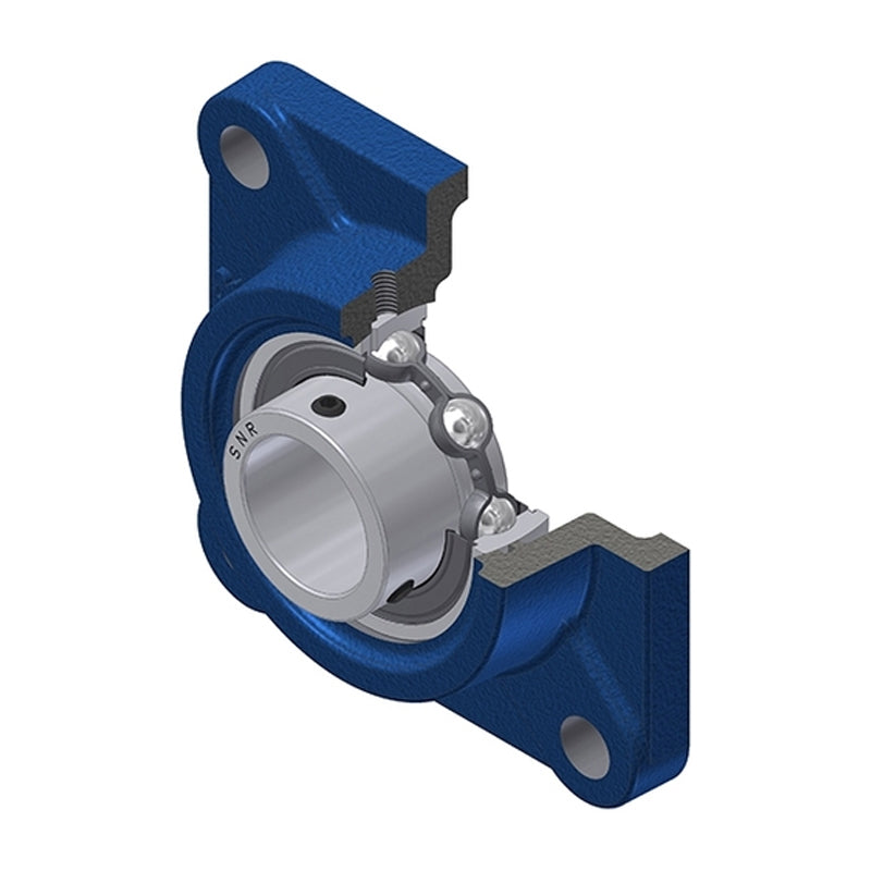 SNR USF211 Metric Four Bolt Square Cast Iron Flange Housing with 55mm Bore Insert - Allow 2-3 Days