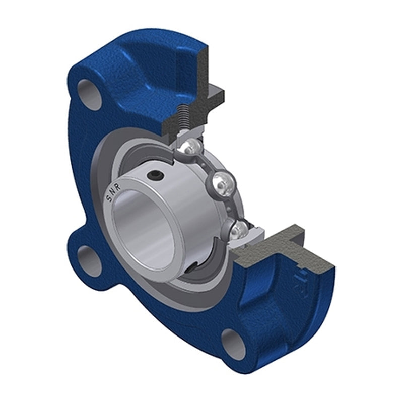 SNR USFC203N Metric Four Bolt Cast Iron Round Flanged Housing with 17mm Insert - Allow 2-3 Days