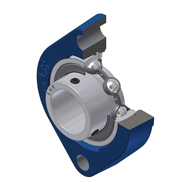 SNR USFD204 Metric Two Bolt Oval Cast Iron Flange Housing with 20mm Bore Insert