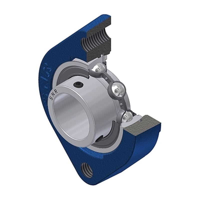 SNR USFD206M12 Metric Two Bolt Oval Cast Iron Flange Housing with 30mm Bore Insert - Allow 2-3 Days