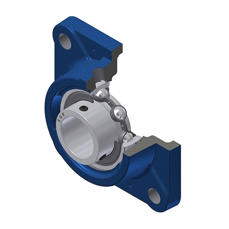 SNR USFE202 Metric Four Bolt Square Cast Iron Flange Housing with 15mm Bore Insert - Allow 2-3 Days
