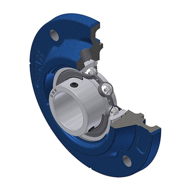 SNR USFEE207 Metric Four Bolt Cast Iron Round Flanged Housing with 35mm Insert - Allow 2-3 Days