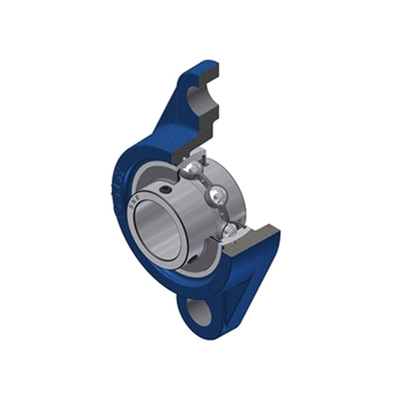 SNR USFL207CC Metric Two Bolt Oval Cast Iron Flange Housing with 35mm Bore Insert with Narrow Steel Plate Cover - Closed Version - Allow 2-3 Days
