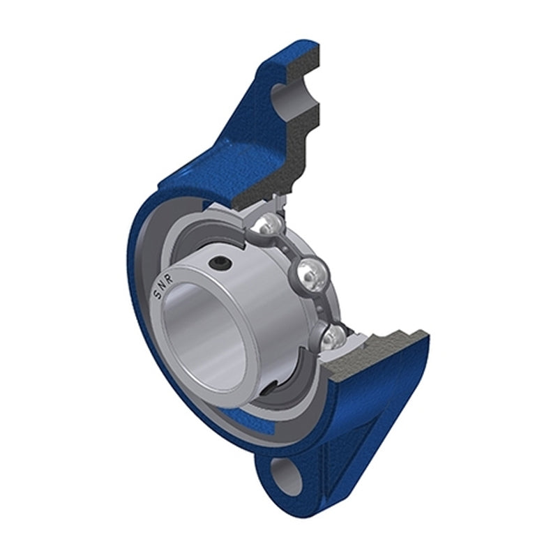 SNR USFLE203N Metric Two Bolt Oval Cast Iron Flange Housing with 17mm Bore Insert - Allow 2-3 Days