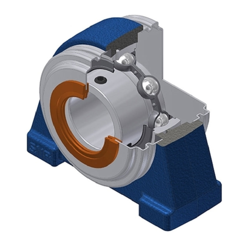 SNR USPAE203CC Threaded Base Small Footprint Metric Pillow / Plummer Block Housing Supplied with 17mm Bore Insert with Narrow Steel Plate Cover - Closed Version - Allow 2-3 Days