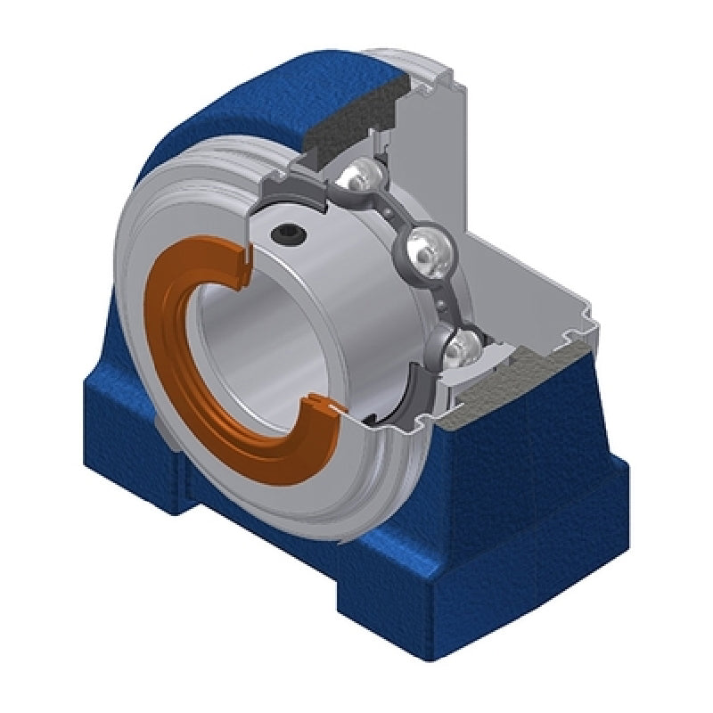 SNR USPG206CO Threaded Base Small Footprint Metric Pillow / Plummer Block Housing with 30mm Bore Insert with Narrow Steel Plate Cover - Open Version - Allow 2-3 Days