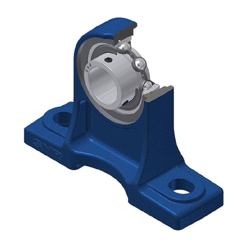 SNR USPH201N Metric Cast Iron High Centre Height Two Bolt Pillow / Plummer Block Housing with 12mm Bore Insert - Allow 2-3 Days