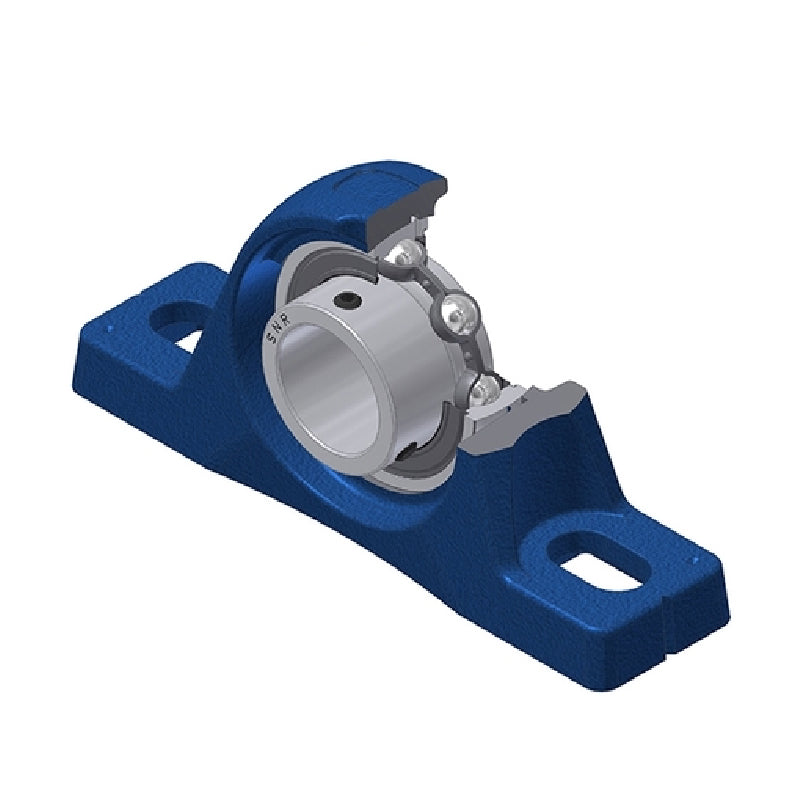 SNR USPLE211 Metric Cast Iron Two Bolt Pillow / Plummer Block Housing with 55mm Bore Insert - Allow 2-3 Days