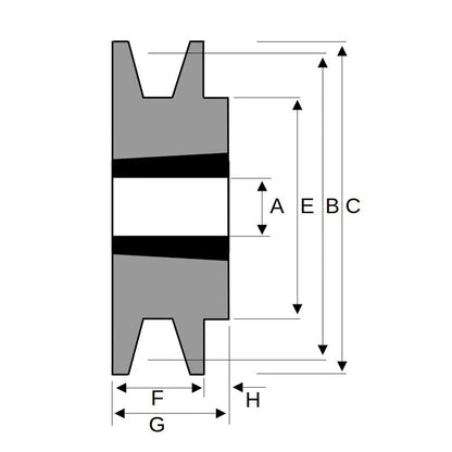 150X1SPA 150mm Pitch Diameter SPA Section Tapered Locking Bush Type Pulley with 1 Groove (Bush not Incl.)