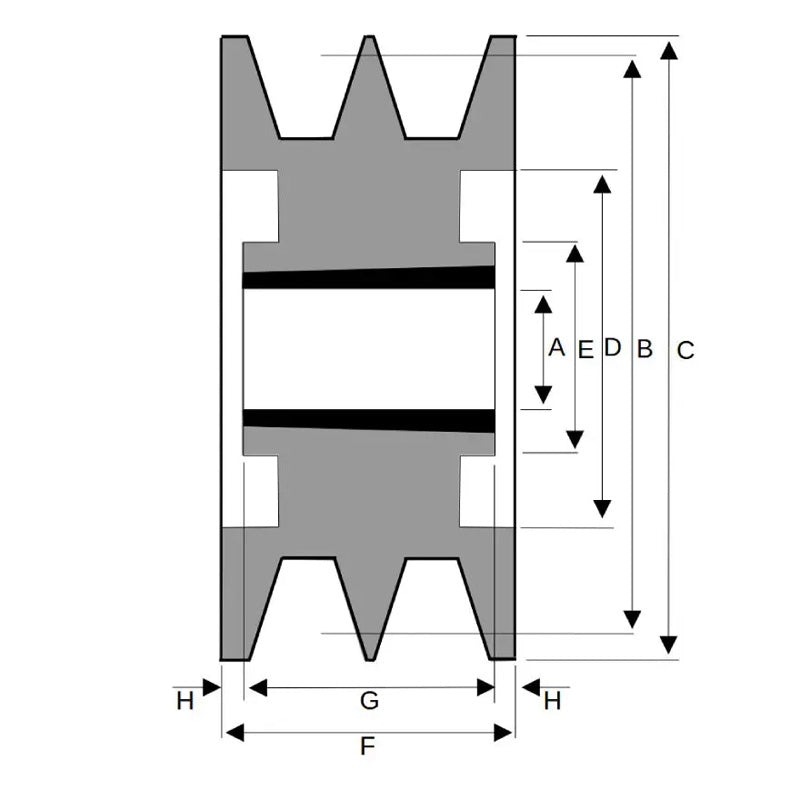 180X2SPA 180mm Pitch Diameter SPA Section Tapered Locking Bush Type Pulley with 2 Grooves (Bush not Incl.)