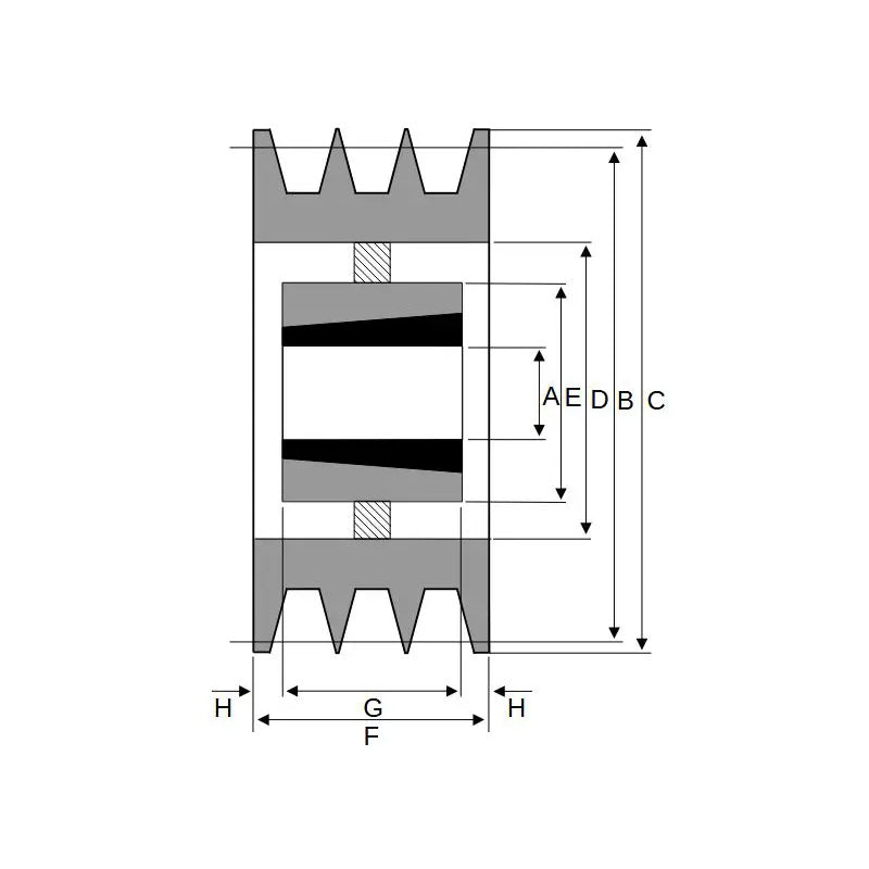 PowerDrive 280X3SPA 280mm Pitch Diameter SPA Section Tapered Locking Bush Type Pulley with 3 Grooves (Bush not Incl.) - Allow 2-3 Days