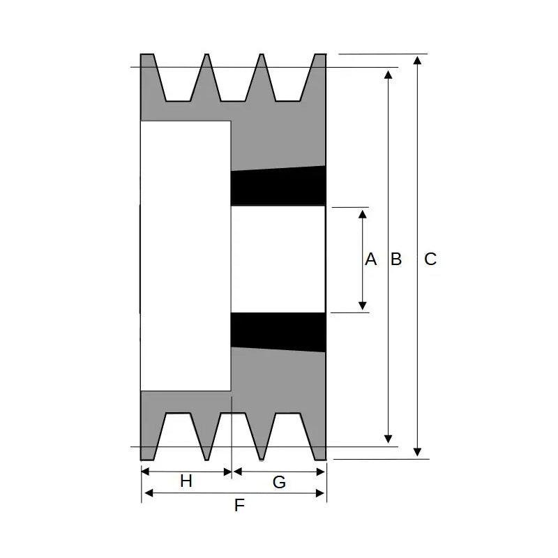 95X3SPA 95mm Pitch Diameter SPA Section Tapered Locking Bush Type Pulley with 3 Grooves (Bush not Incl.)