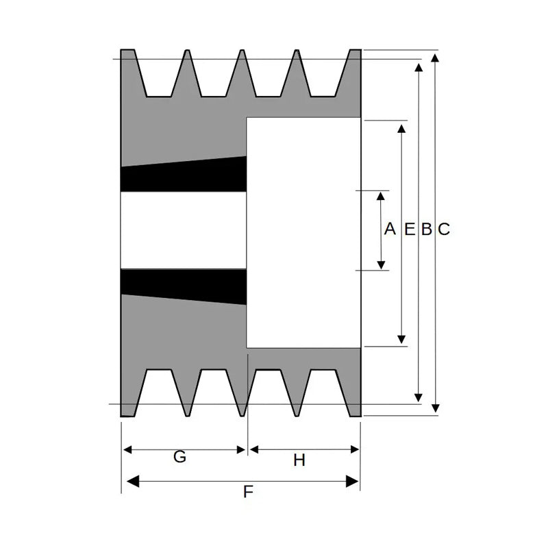 180X4SPA 180mm Pitch Diameter SPA Section Tapered Locking Bush Type Pulley with 4 Grooves (Bush not Incl.)