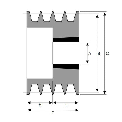 95X4SPA 95mm Pitch Diameter SPA Section Tapered Locking Bush Type Pulley with 4 Grooves (Bush not Incl.)