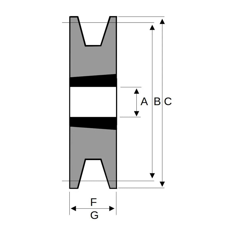 118X1SPB 118mm Pitch Diameter SPB Section Tapered Locking Bush Type Pulley with 1 Groove (Bush not Incl.)
