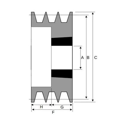 PowerDrive 106X3SPB 106mm Pitch Diameter SPB Section Tapered Locking Bush Type Pulley with 3 Grooves (Bush not Incl.) - Allow 2-3 Days