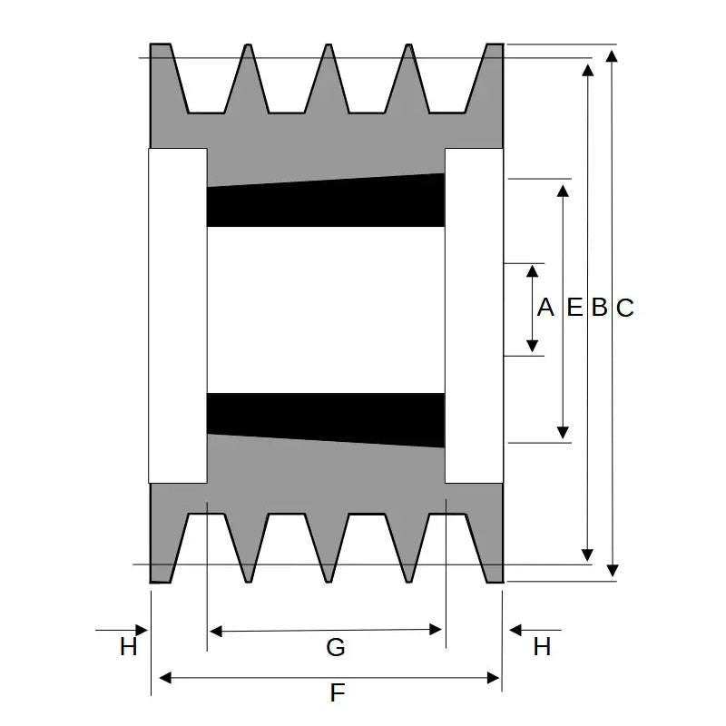 160X4SPB 160mm Pitch Diameter SPB Section Tapered Locking Bush Type Pulley with 4 Grooves (Bush not Incl.)