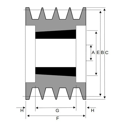 160X4SPB 160mm Pitch Diameter SPB Section Tapered Locking Bush Type Pulley with 4 Grooves (Bush not Incl.)