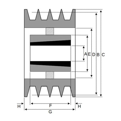 630X4SPB 630mm Pitch Diameter SPB Section Tapered Locking Bush Type Pulley with 4 Grooves (Bush not Incl.)