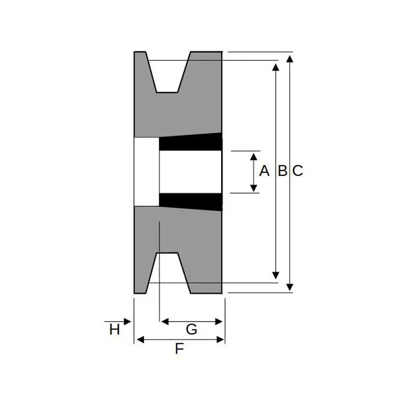 50X1SPZ 50mm Pitch Diameter SPZ Section Tapered Locking Bush Type Pulley with 1 Groove (Bush not Incl.)