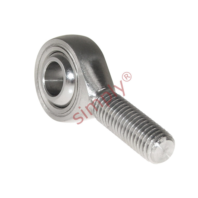Budget SSPOS10/F1 Right Hand Stainless Steel / PTFE Lined Plain Male Rod End 10mm Bore M10x1.25 Thread