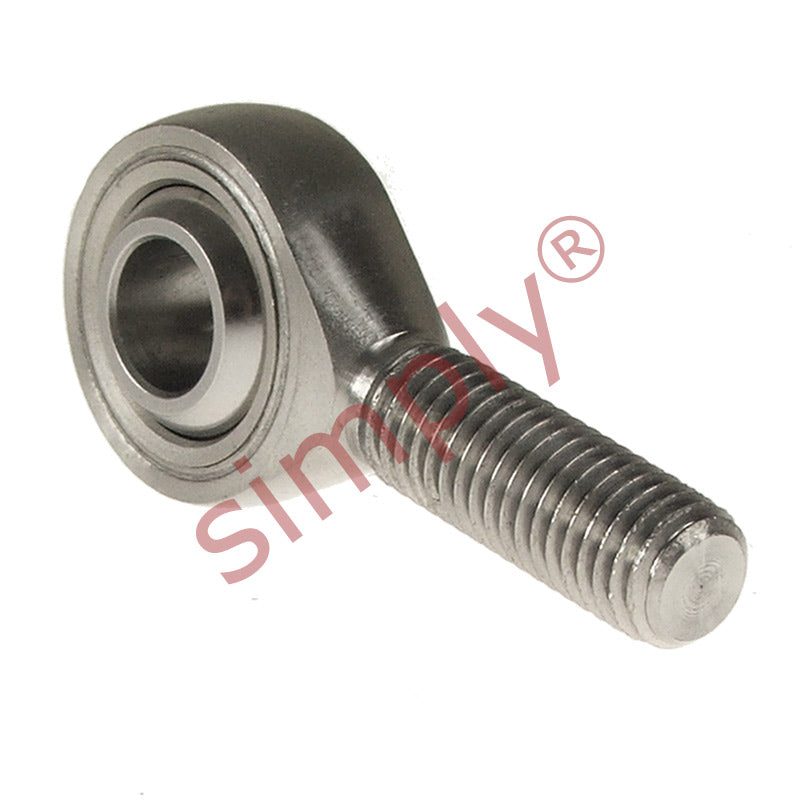 Budget SSPOS5L Left Hand Stainless Steel / PTFE Lined Plain Male Rod End 5mm Bore M5x0.8 Thread