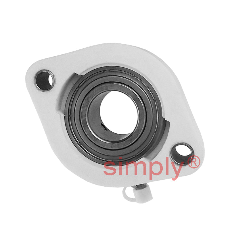 SSLFLPL205 Metric Thermo Plastic Two Bolt Oval Flange Housing with 25mm Bore Stainless Insert