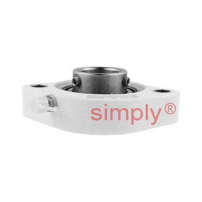 SSLFLPL205 Metric Thermo Plastic Two Bolt Oval Flange Housing with 25mm Bore Stainless Insert