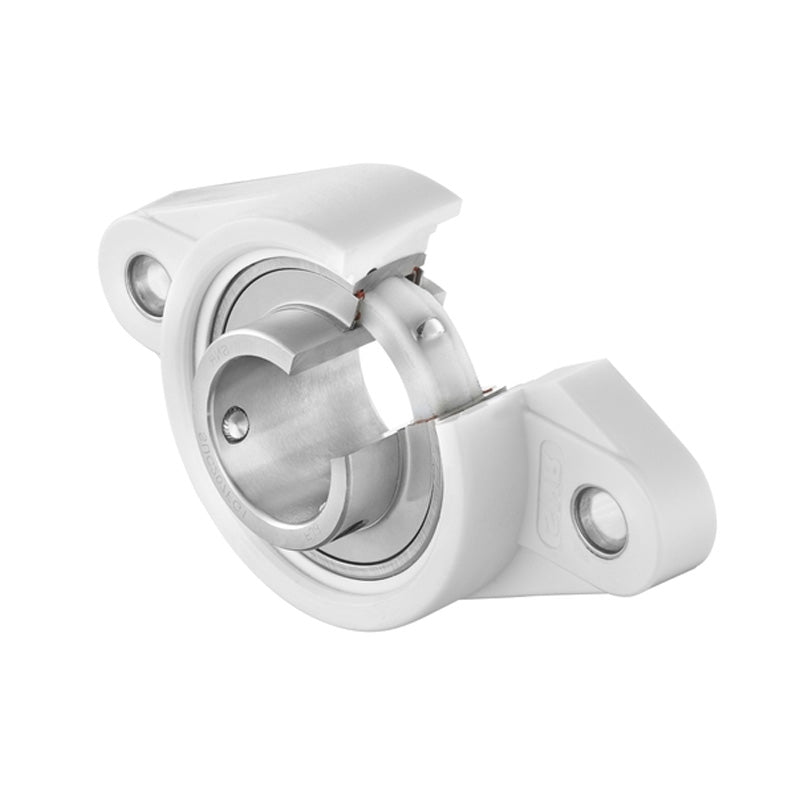 SSLFLPL207 Metric Thermo Plastic Two Bolt Oval Flange Housing with 35mm Bore Stainless Insert