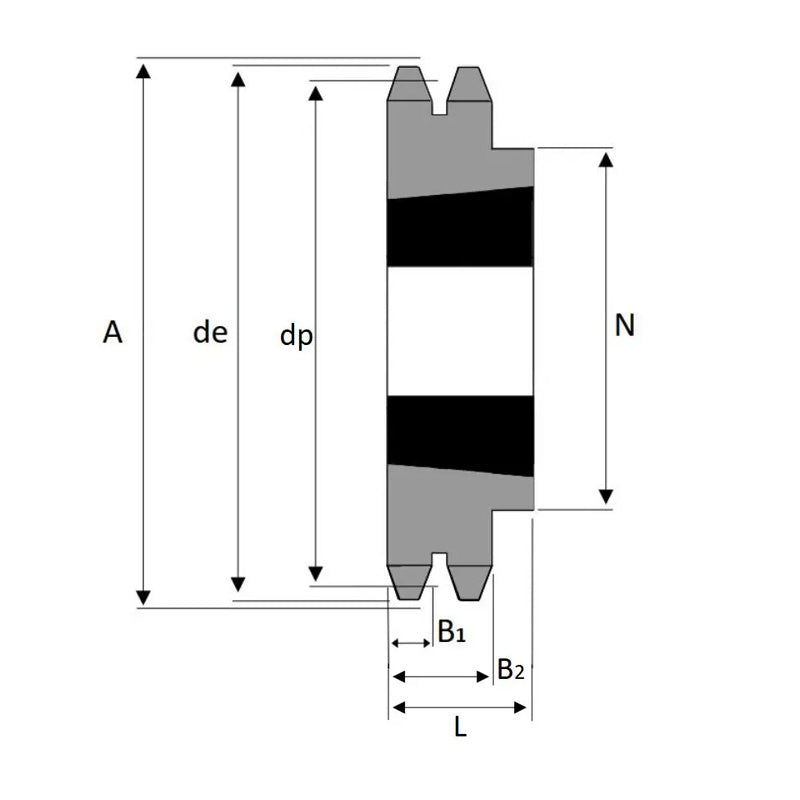 15 Tooth 08B Duplex Sprocket Tapered Locking Bush Type for 1/2 inch Pitch Chain (Bush not Incl.)