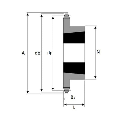16 Tooth 12B Simplex Sprocket Tapered Locking Bush Type for 3/4 inch Pitch Chain (Bush not Incl.)