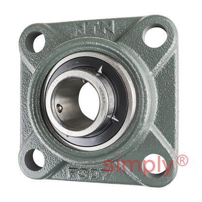 NTN UCF307D1 Metric Four Bolt Square Cast Iron Flange Housing with 35mm Bore Insert