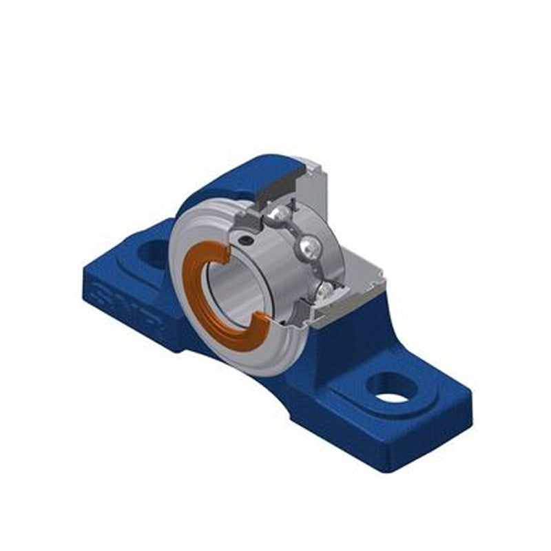 SNR UCP208CC Metric Cast Iron Two Bolt Pillow / Plummer Block Housing 40mm Bore Insert with Steel Plate Cover - Closed Version - Allow 2-3 Days