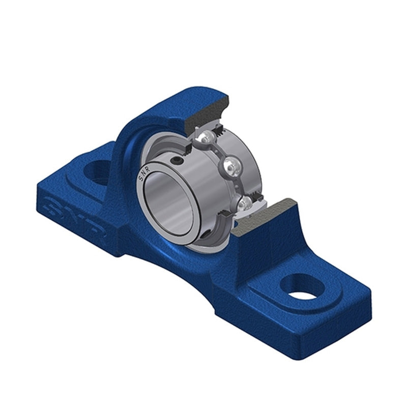 SNR UCP208L3 Metric Cast Iron Two Bolt Pillow / Plummer Block Housing with 40mm Bore Insert with Triple Lip Seal