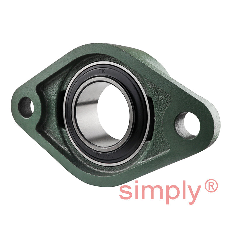 UKFL210 Metric Two Bolt Oval Cast Iron Flange Housing with 50mm Tapered Bore Insert (Requires Adaptor Sleeve - Sold Seperately)
