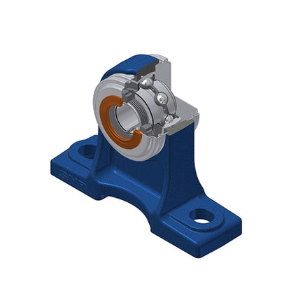 SNR UKPH205HCO Metric Cast Iron High Centre Height Two Bolt Pillow / Plummer Block Housing with Narrow Steel Plate Cover - Open Version - Insert and Adaptor Sleeve Fits 20mm Shaft - Allow 2-3 Days