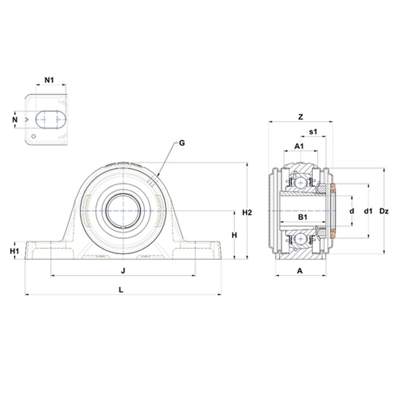 SNR UKPLE206HCO Metric Cast Iron Two Bolt Pillow / Plummer Block Housing with Narrow Steel Plate Cover - Open Version - Insert and Adaptor Sleeve Fits 25mm Shaft - Allow 2-3 Days