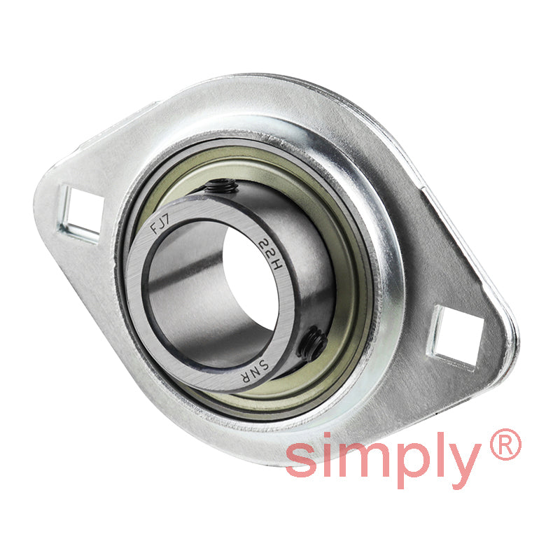 SNR USPFL207 Oval 2 Bolt Pressed Steel Bearing Housing with 35mm Insert - Allow 2-3 Days