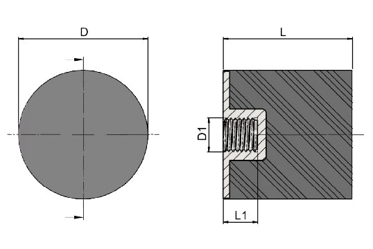High-Performance Female Rubber Cylindrical Bump Stop 25x20mm M8 Thread