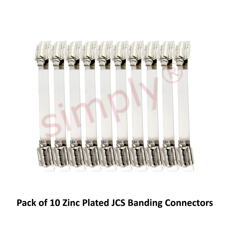 Pack of 10 - JCS NCZ300 Zinc Plated Steel Banding 300mm Connectors for use with 12mm Banding 
